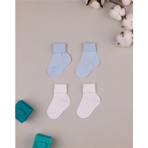 Prénatal pack 2 calze neonato bianco/azzurro