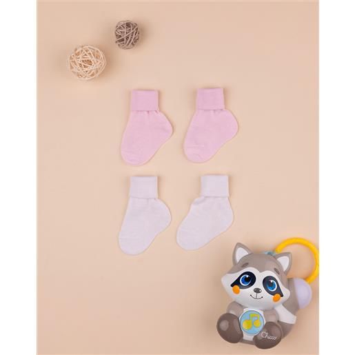 Prénatal pack 2 calze in lana neonata rosa/bianco