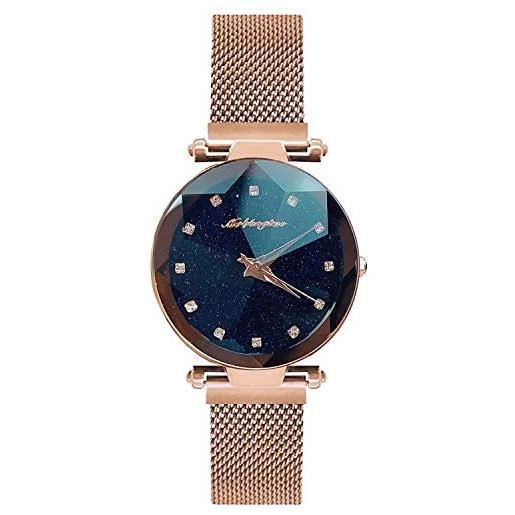 RORIOS moda donna orologi analogico quarzo orologio cielo stellato dial in acciaio inossidabile orologi da polso per donna ragazze
