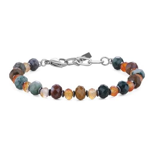 Bracciale donna in caucciù argento titolo 925 e pietre dure naturali