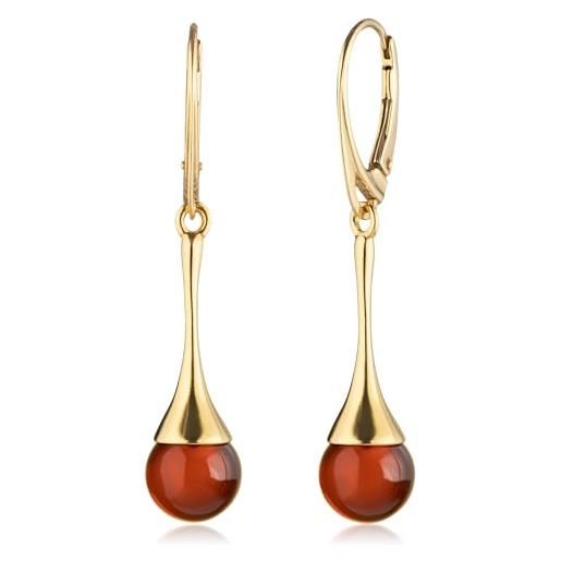 Orecchini A Goccia In Ambra E Argento 925, Donne, Eleganti, Ipoallergenici, Idea Regalo