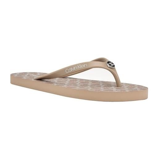 Calvin Klein women's sarminya flip flop, natural multi, 8
