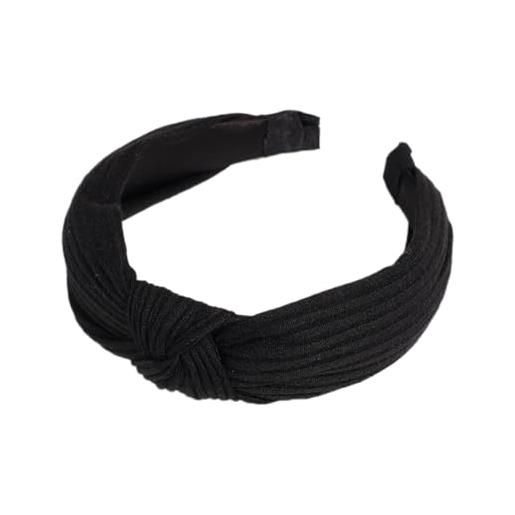 Whakano fascia per capelli da donna, annodata, tinta unita, per donne, ragazze, colore nero
