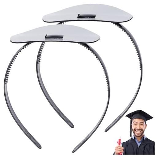 GORGECRAFT 2 cappellini da laurea con inserto in plastica nera per fissare il supporto per mantenere l'acconciatura dei capelli e cappelli da laureato con base adesiva per cappelli per laureati e