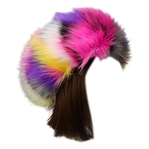 SkyPOOU fascia morbida in finta pelliccia per donne alla moda e fascia per braccia alla moda multicolore in finta pelliccia. Viola colorate