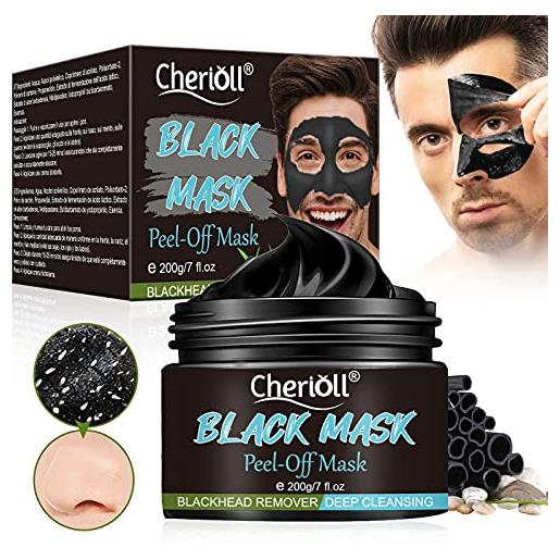 Cherioll maschera di comedone, maschera peel off, black mask da uomo, blackhead remover mask, maschera viso anti-poro pulito per il controllo dei pori - 200g