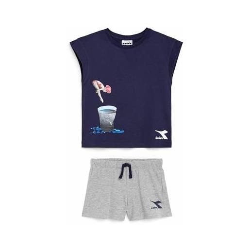 Diadora jg. Set ss sport art, classic navy, xs bambine e ragazze