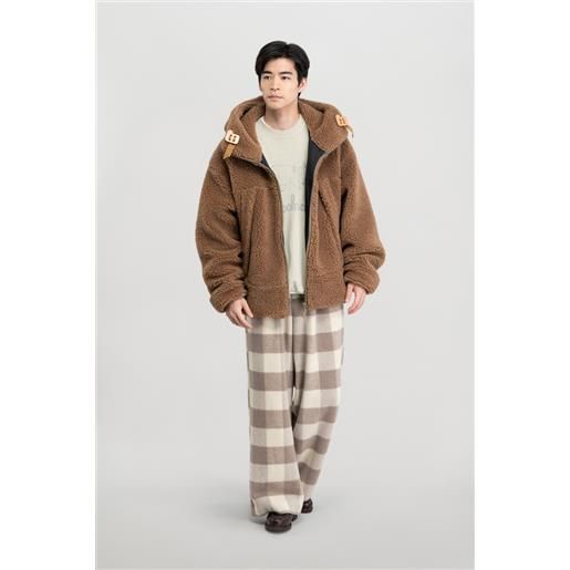 Woolrich unisex parka in misto lana felpata riciclata beige taglia xs