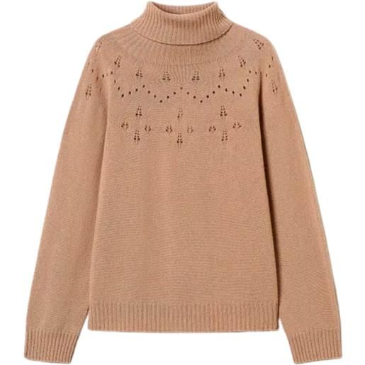 Twinset Milano twinset dolcevita donna traforato con lurex sabbia xs