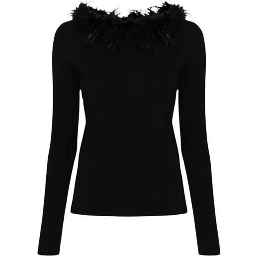 Twinset Milano twinset maglia donna con piume rimovibili nero xs