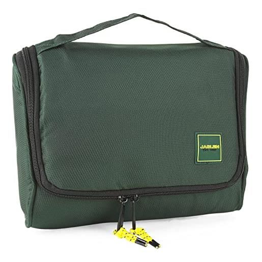 JASLEN - beauty case uomo - beauty case da viaggio in impermeabile materiale - beauty uomo da viaggio - qualità beauty case uomo viaggio con tasca frontale - trousse uomo, cachi