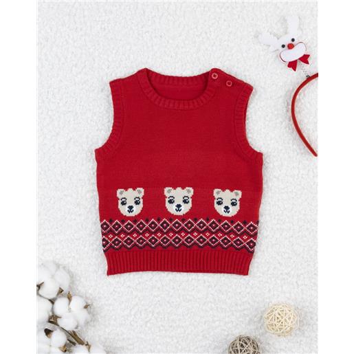 Prénatal gilet bimbo rosso ricami