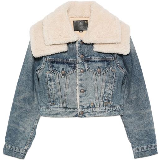 R13 giacca denim con colletto in shearpa - blu