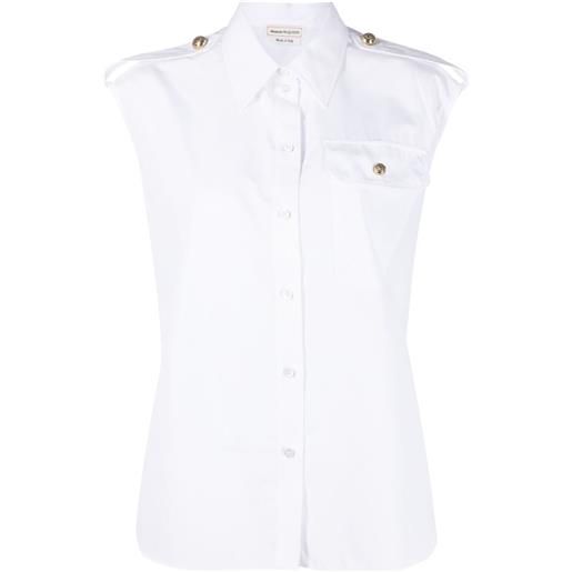 Alexander McQueen camicia smanicata con tasche - bianco