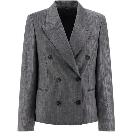 Brunello Cucinelli blazer doppiopetto in twill - grigio