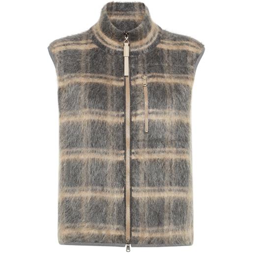 Brunello Cucinelli gilet a quadri - grigio
