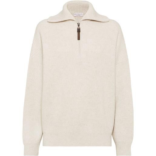 Brunello Cucinelli maglione con zip - toni neutri