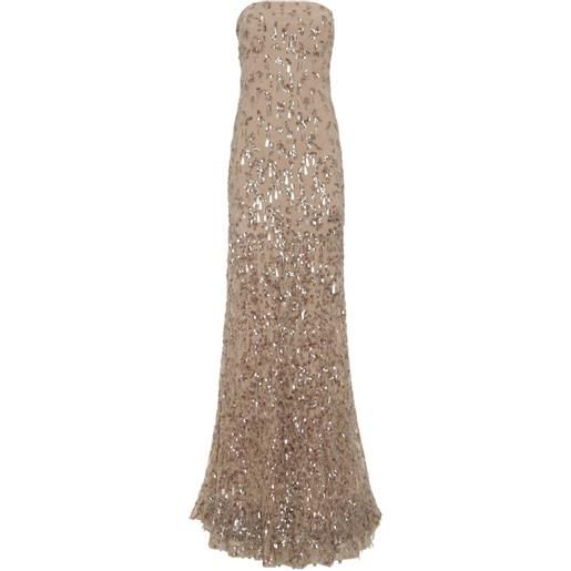 Brunello Cucinelli abito lungo senza spalline con paillettes - toni neutri