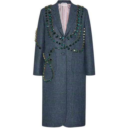 Thom Browne cappotto trompe l'oeil con cristalli - blu