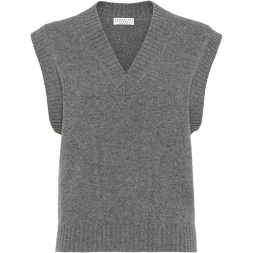 Brunello Cucinelli gilet con scollo a v - grigio