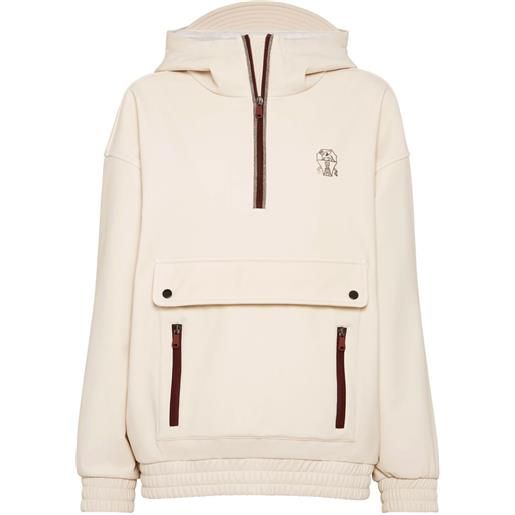Brunello Cucinelli felpa con cappuccio e zip - toni neutri