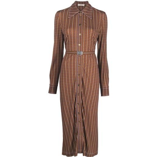 Tory Burch abito midi modello polo dotted windowpane - marrone