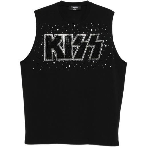 DSQUARED2 x kiss canotta con cristalli - nero