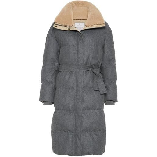 Brunello Cucinelli piumino con collo in shearling - grigio