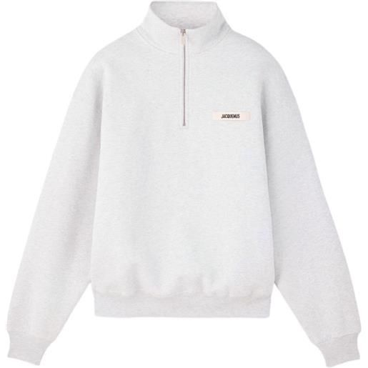 Jacquemus felpa con mezza zip - grigio