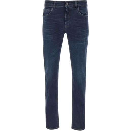 Fay jeans cinque tasche con applicazione logo - blu