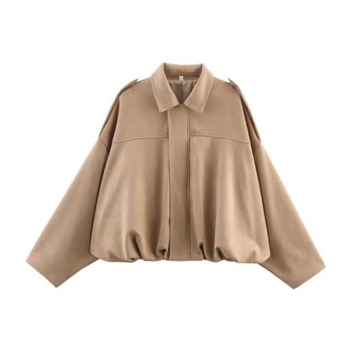 Jabidoos giacca donna autunnale invernale - bomber donna leggera camoscio giacca moto marrone giacche scamosciata oversize jacket suede curvy giubbino corta pelle