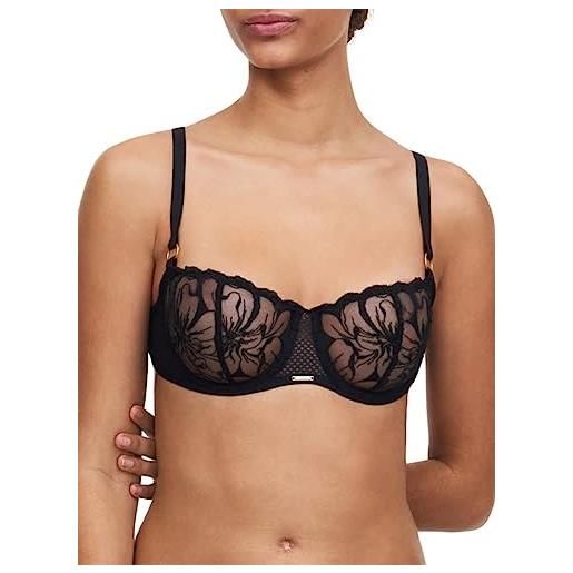 Chantelle reggiseno a balconcino mezza coppa fleurs, nero , 2f