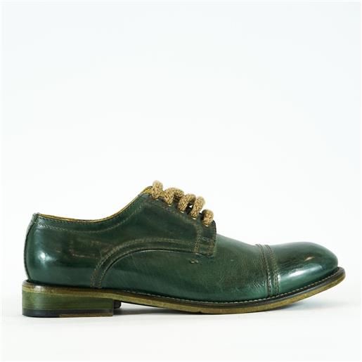 jpdavid stringata uomo verde basic in pelle con suola in cuoio e laccio a contrasto diver i. V 408 verde