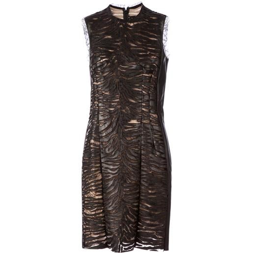 Alexandre Vauthier lace panel lambskin dress - nero