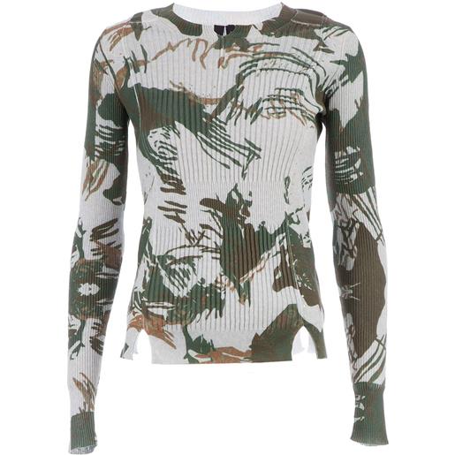 EDUN abstract print ribbed sweater - verde