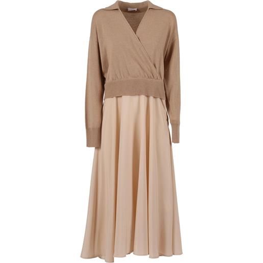 Peserico abito midi con scollo a v - toni neutri