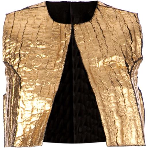 Simona Tagliaferri distressed bolero jacket - effetto metallizzato