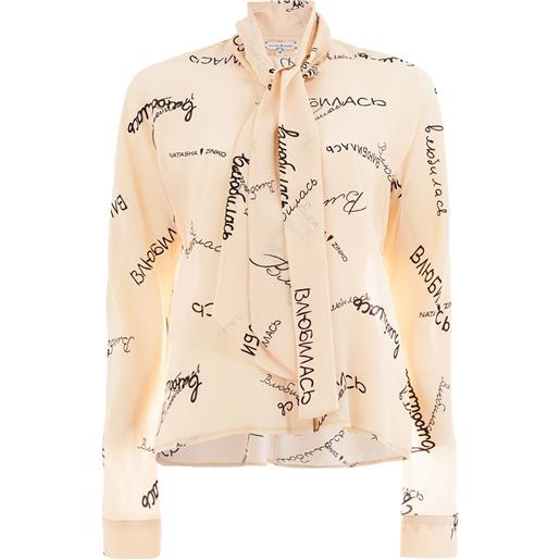 Natasha Zinko blusa stampata con fiocco - toni neutri