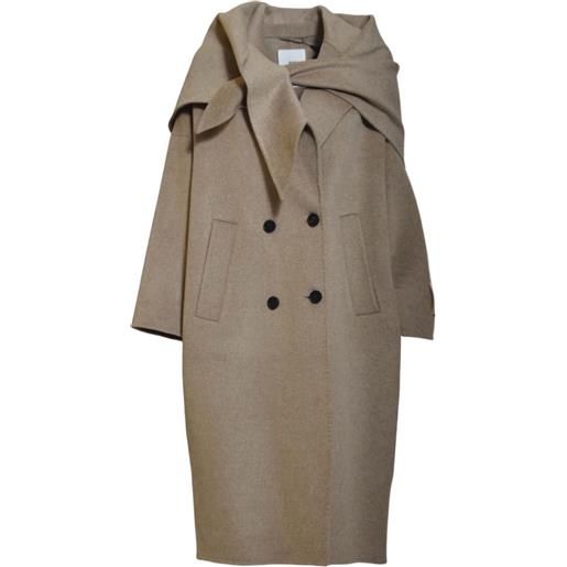 SOLOTRE cappotto doppiopetto con colletto a scialle - marrone