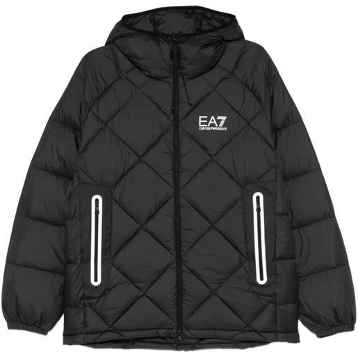 Ea7 Emporio Armani cappotto trapuntato con cappuccio - nero