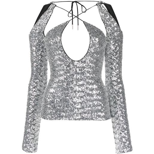 The Attico top zane con dettaglio cut-out - argento