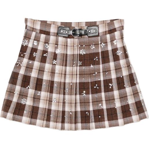 Maje gonna a quadri con cintura - marrone