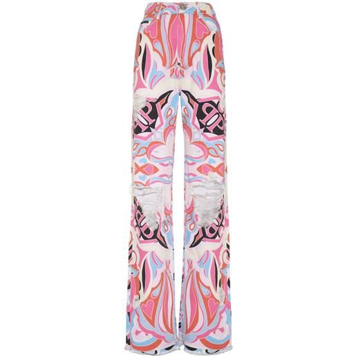 Philipp Plein jeans a gamba ampia colorful circus - bianco
