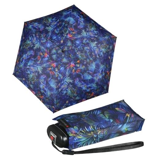 Knirps ombrello tascabile da viaggio, piccolo, leggero, a righe, colibrì, 93 cm