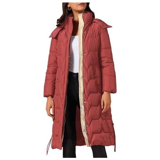 Allegra K piumino lungo invernale da donna con cappuccio e cerniera giacche e cappotti rosso s