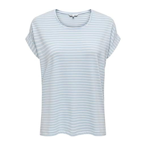 ONLY solo maglia a righe donna con scollo rotondo, manica corta, colore: marina, taglia: l