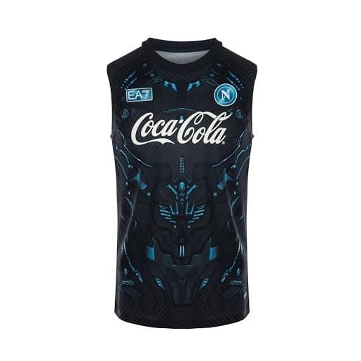 Ssc napoli smanicato allenamento azzurro 2025/2026 3xl, ea7 prodotto ufficiale, maglia calcio azzurro adulto 2025/2026-3xl