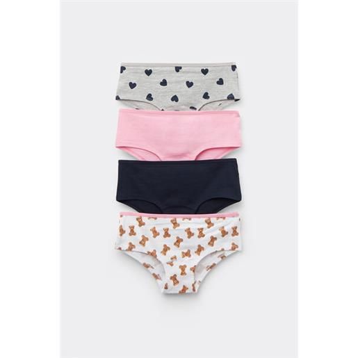 Tezenis 4 paia culotte bimba cotone stampato bambina bianco