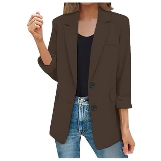 Generic blazer, elegante giacca da donna in tinta unita, con doppia tasca laterale, a maniche lunghe, business, ufficio, slim fit, blazer aperto, giacca trench, colletto a risvolto, giacca per le mezze