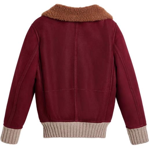 Brunello Cucinelli Kids bomber con colletto in shearling - rosso